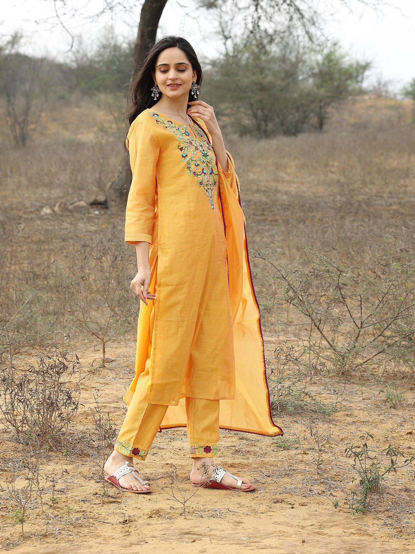 Yellow Summer Pastel Chanderi Kurta Set