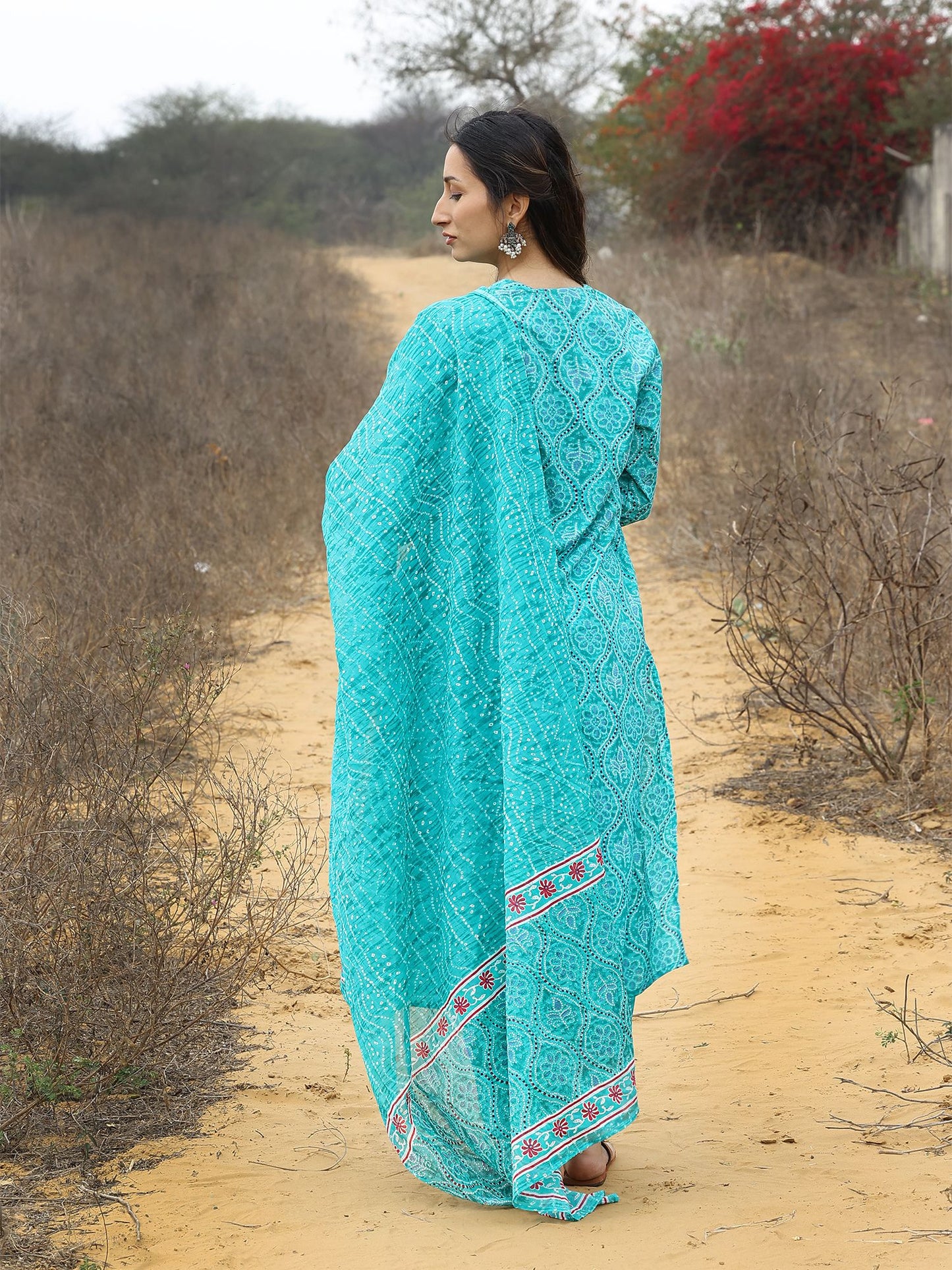 Sea Green Cotton Kurta Set with Afghani Pant