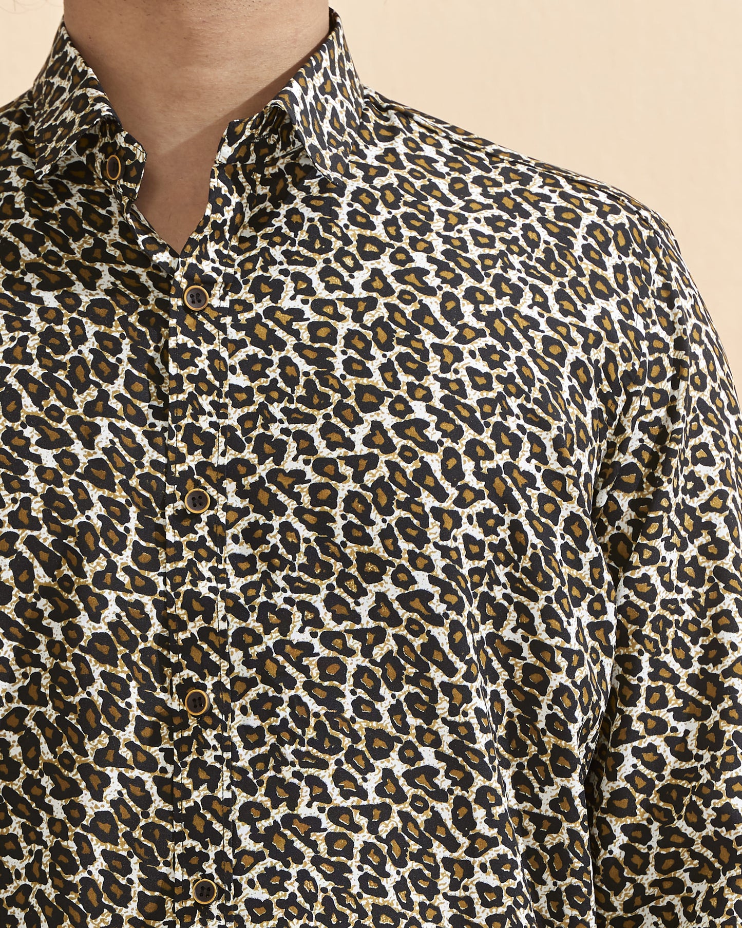 Black Crape Casual Printed Shirt