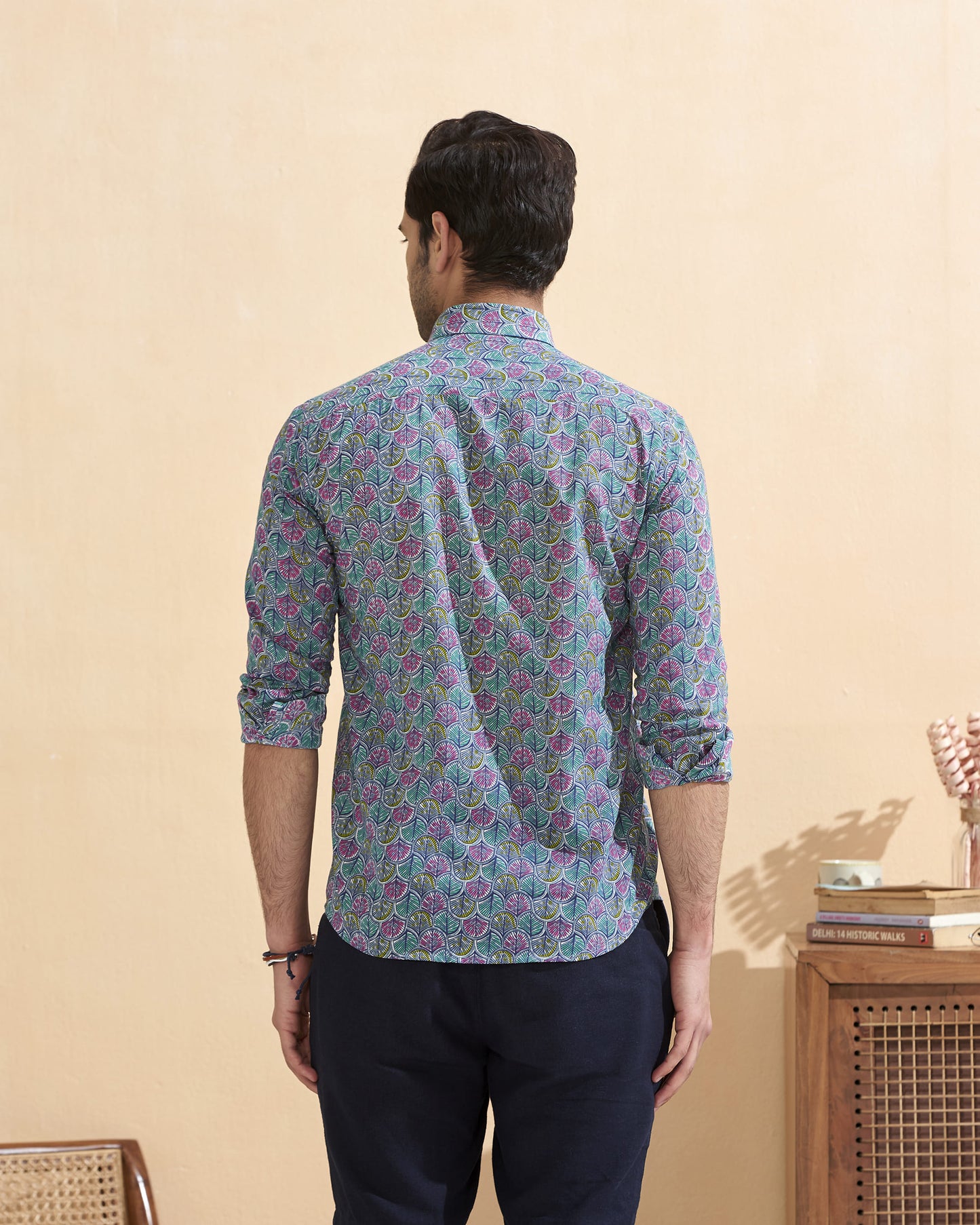 Blue Cotton Handblocked Printed Shirt