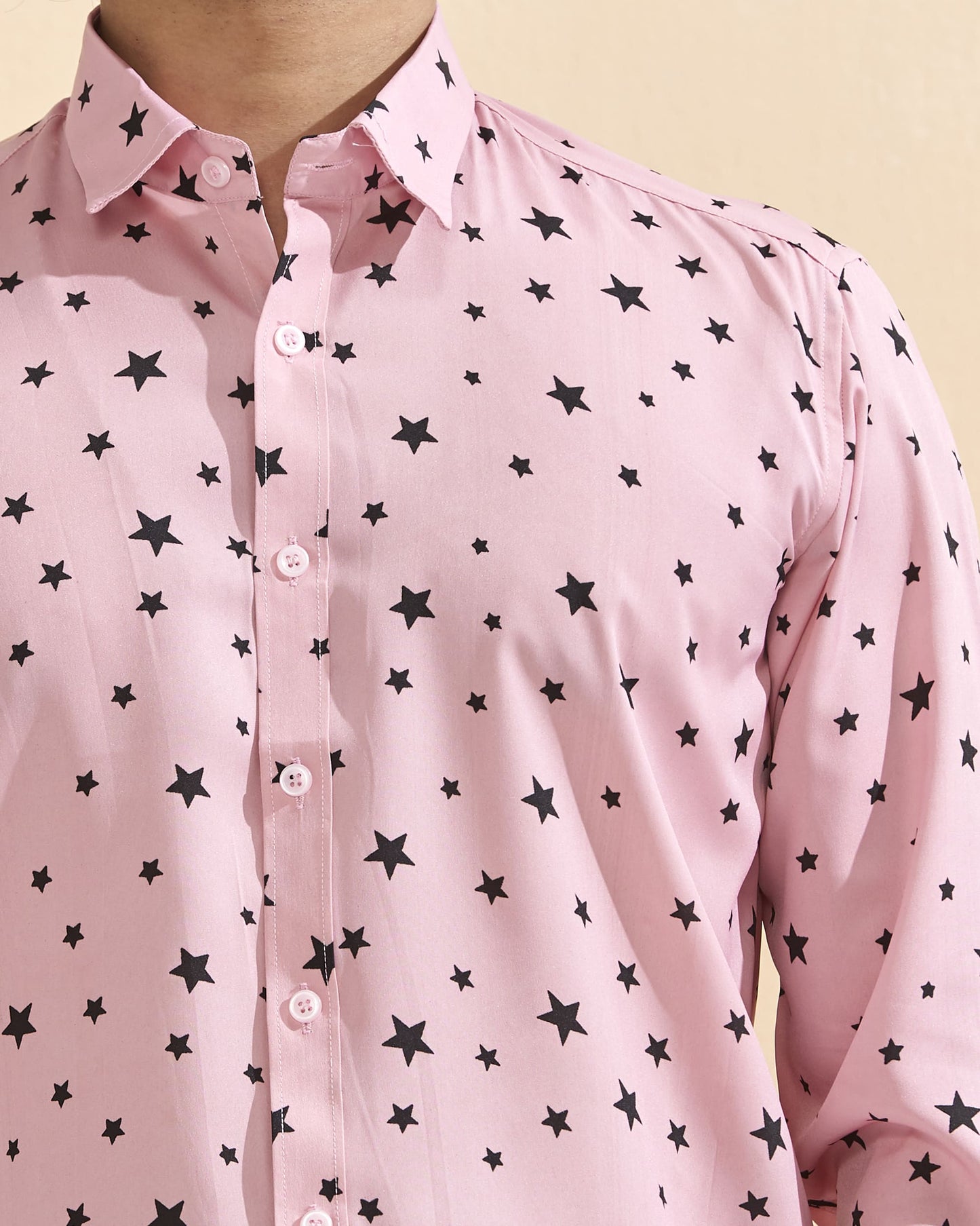 Pink Crape Casual Printed Shirt