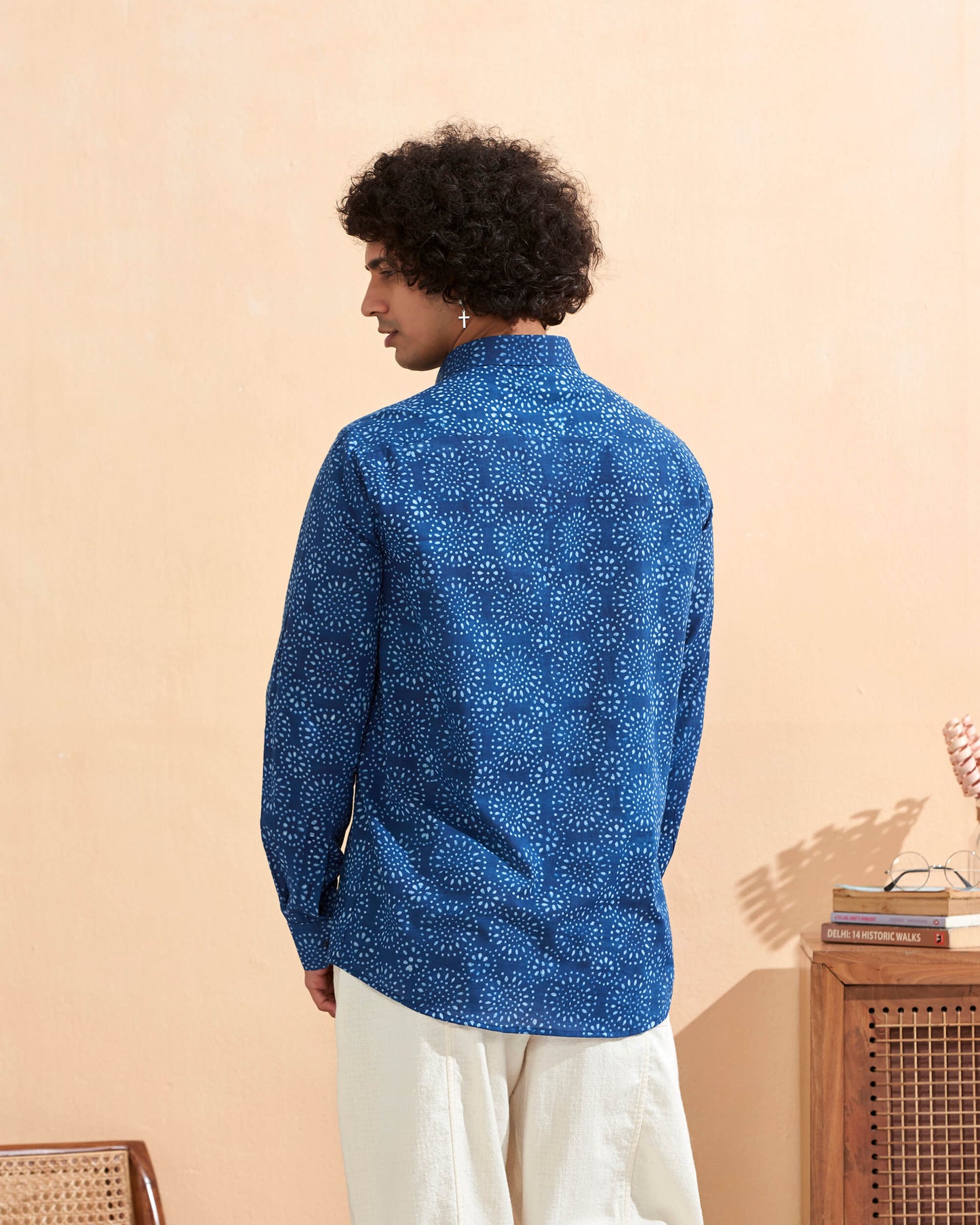 Indigo Cotton Handblocked Printed Shirt