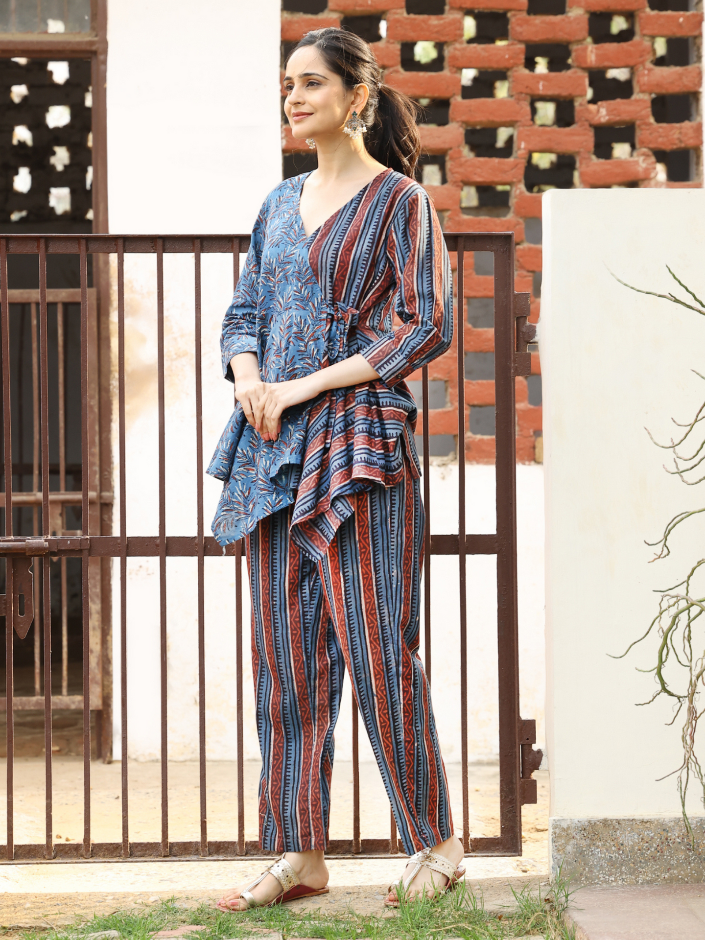 Hand Block Printed Uneven Hem Stylish CO-ORDS  Set