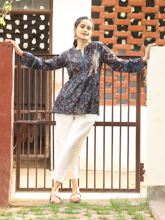 Handblocked Dabu Printed Cotton Top