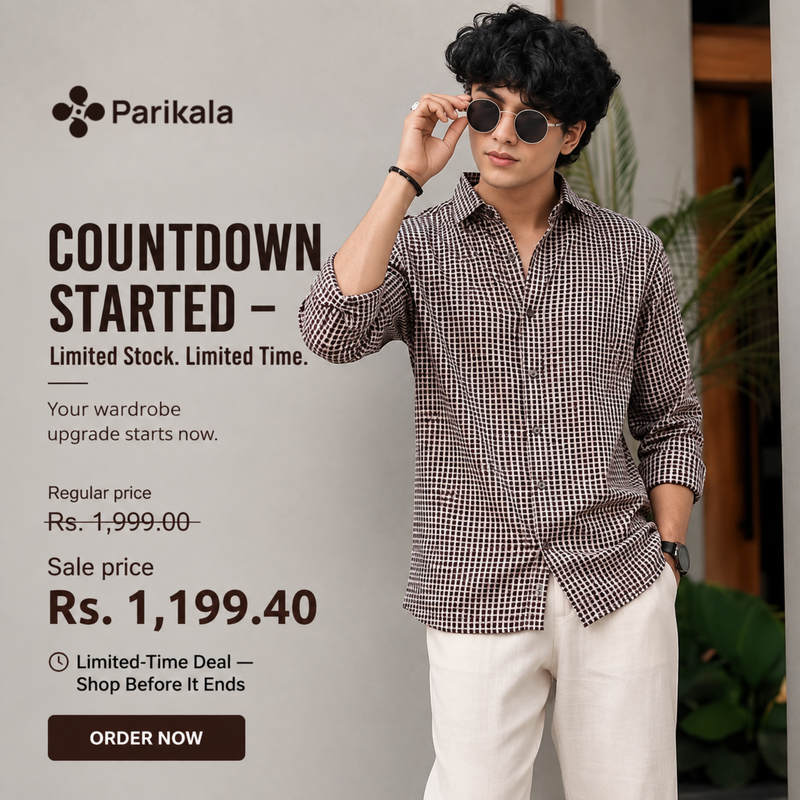 Full Sleeve Checkhered Printed Mens Cotton Shirt (Baige)