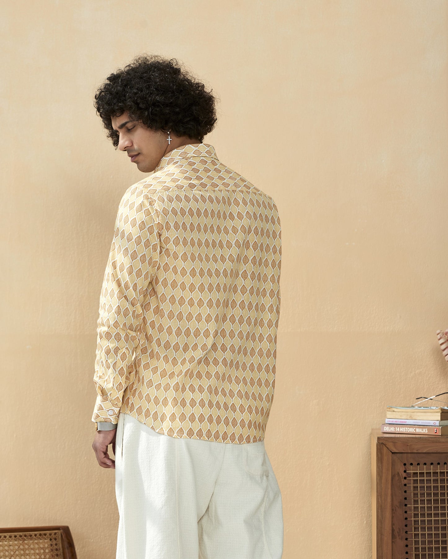 Light Yellow Cotton Handblocked Printed Shirt