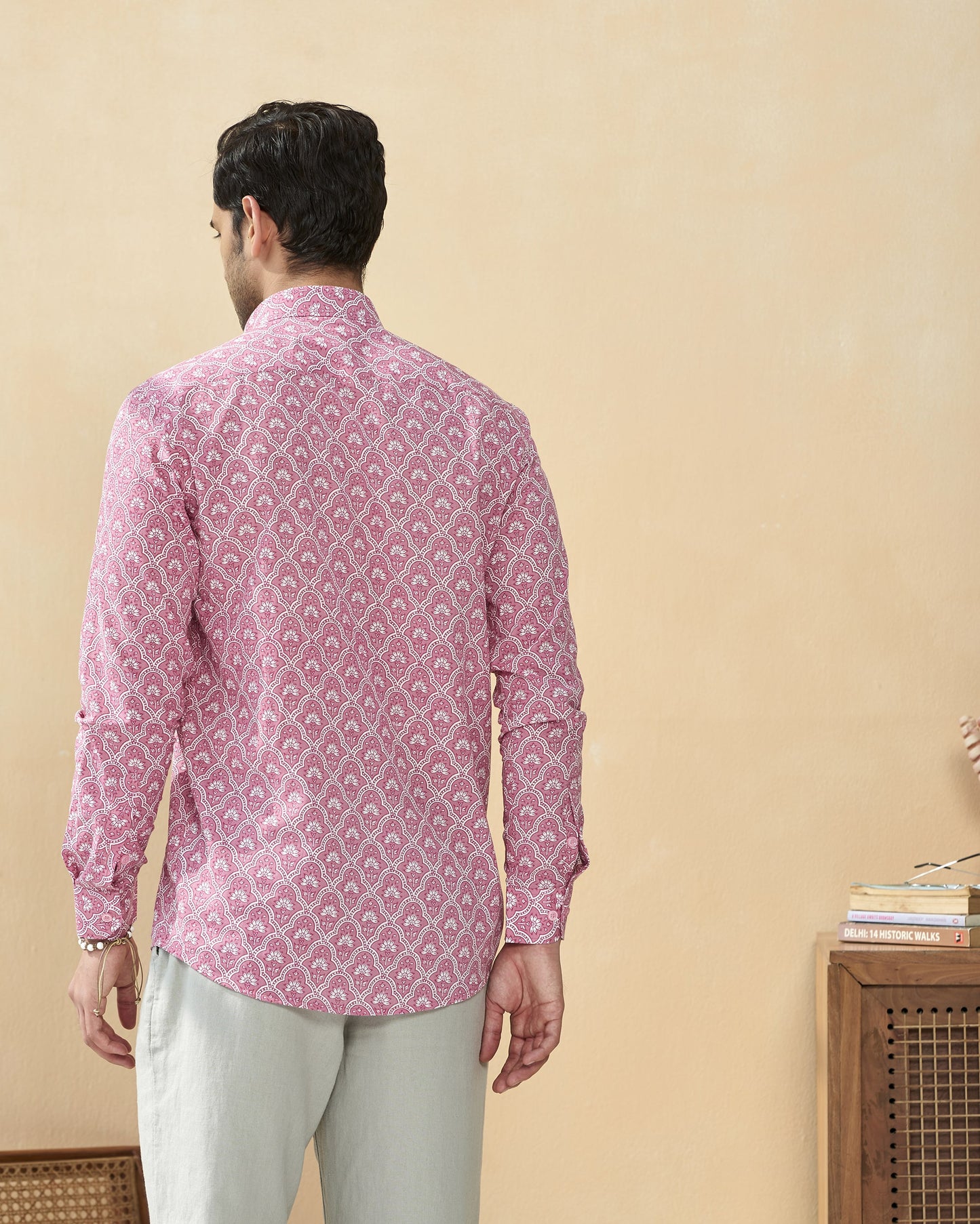 Pink Cotton Handblocked Printed Shirt