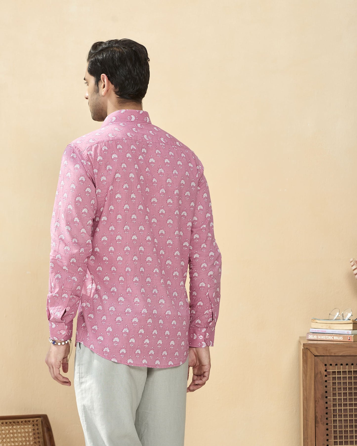 Pink Cotton Handblocked Printed Shirt