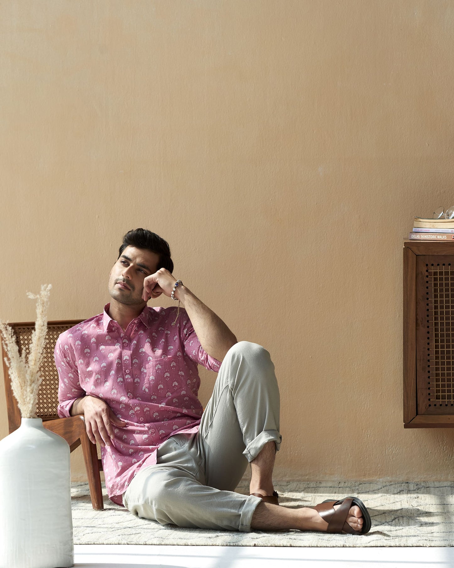 Pink Cotton Handblocked Printed Shirt