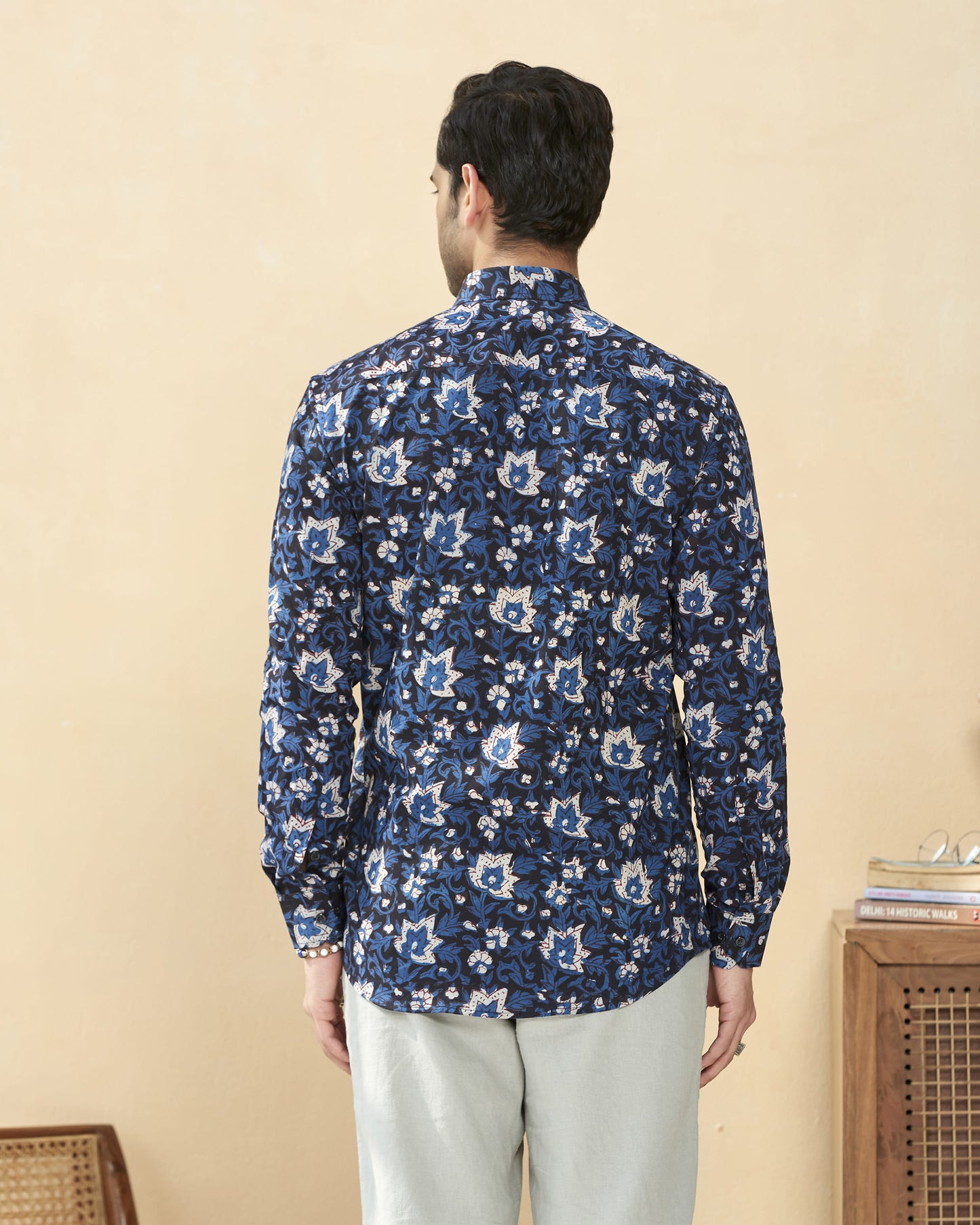 Blue Cotton Handblocked Printed Shirt