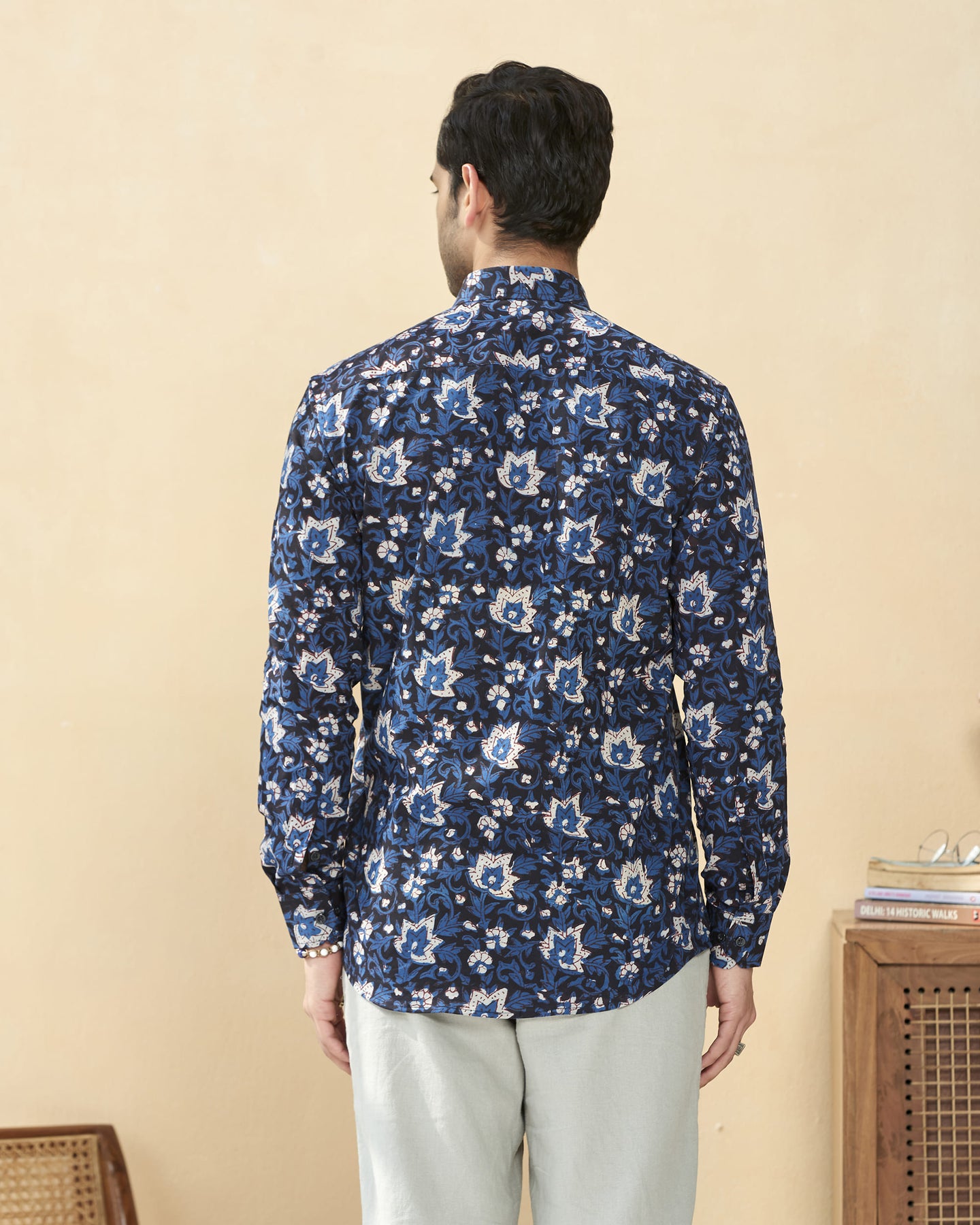 Blue Full Sleeve Cotton Hand Block Printed Men’s Shirt