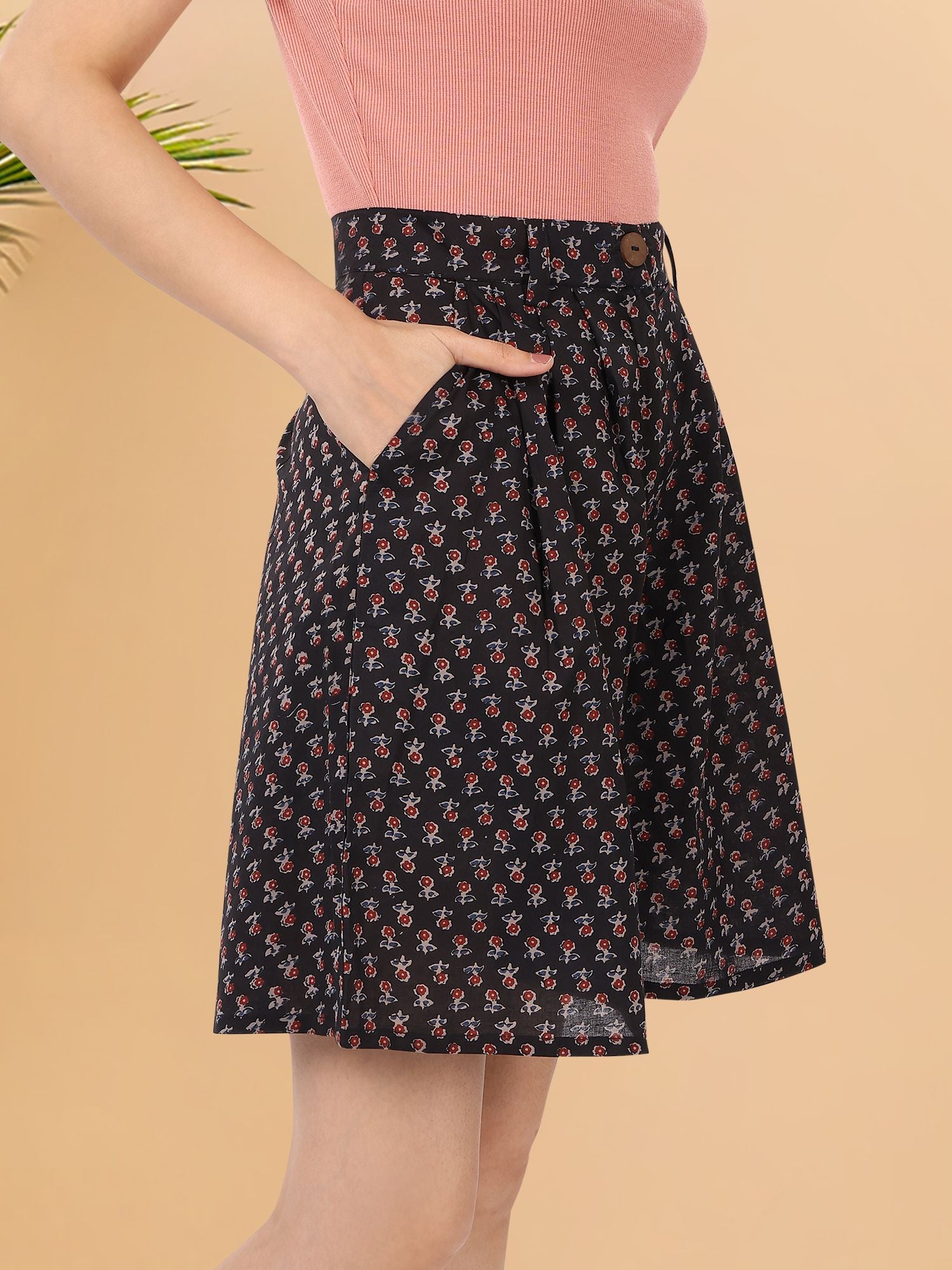 Black Hand Block Printed Shorts