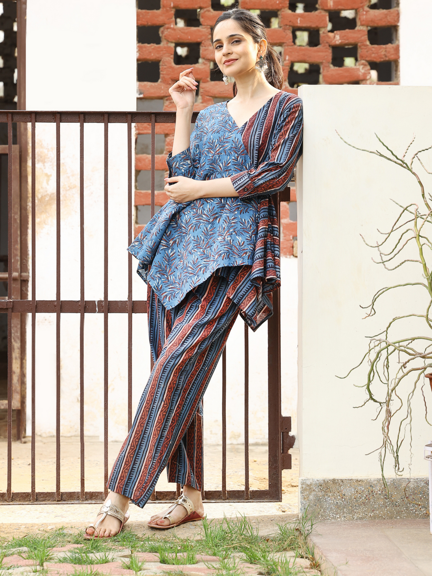 Hand Block Printed Uneven Hem Stylish CO-ORDS  Set