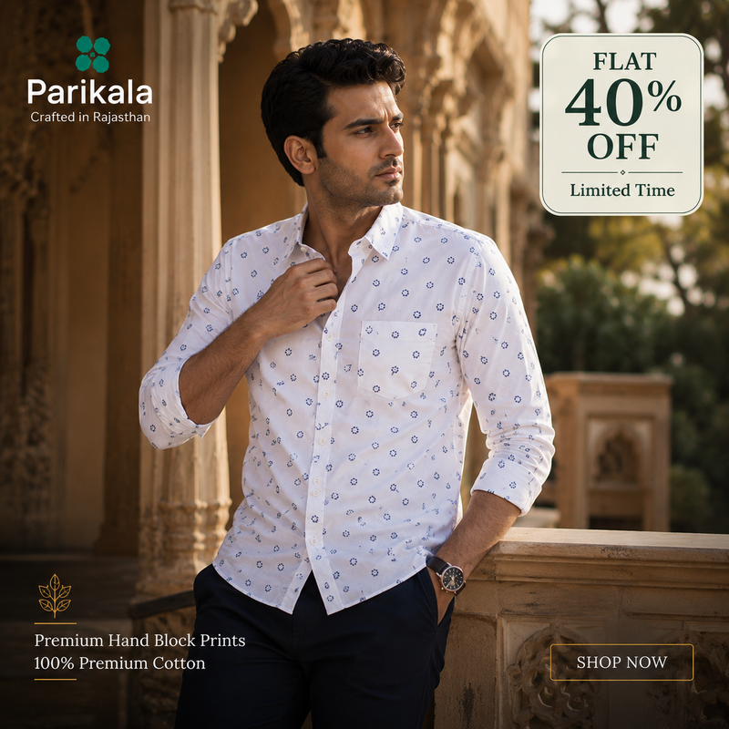 Full Sleeves White Crepe Casual Printed Men's Shirt