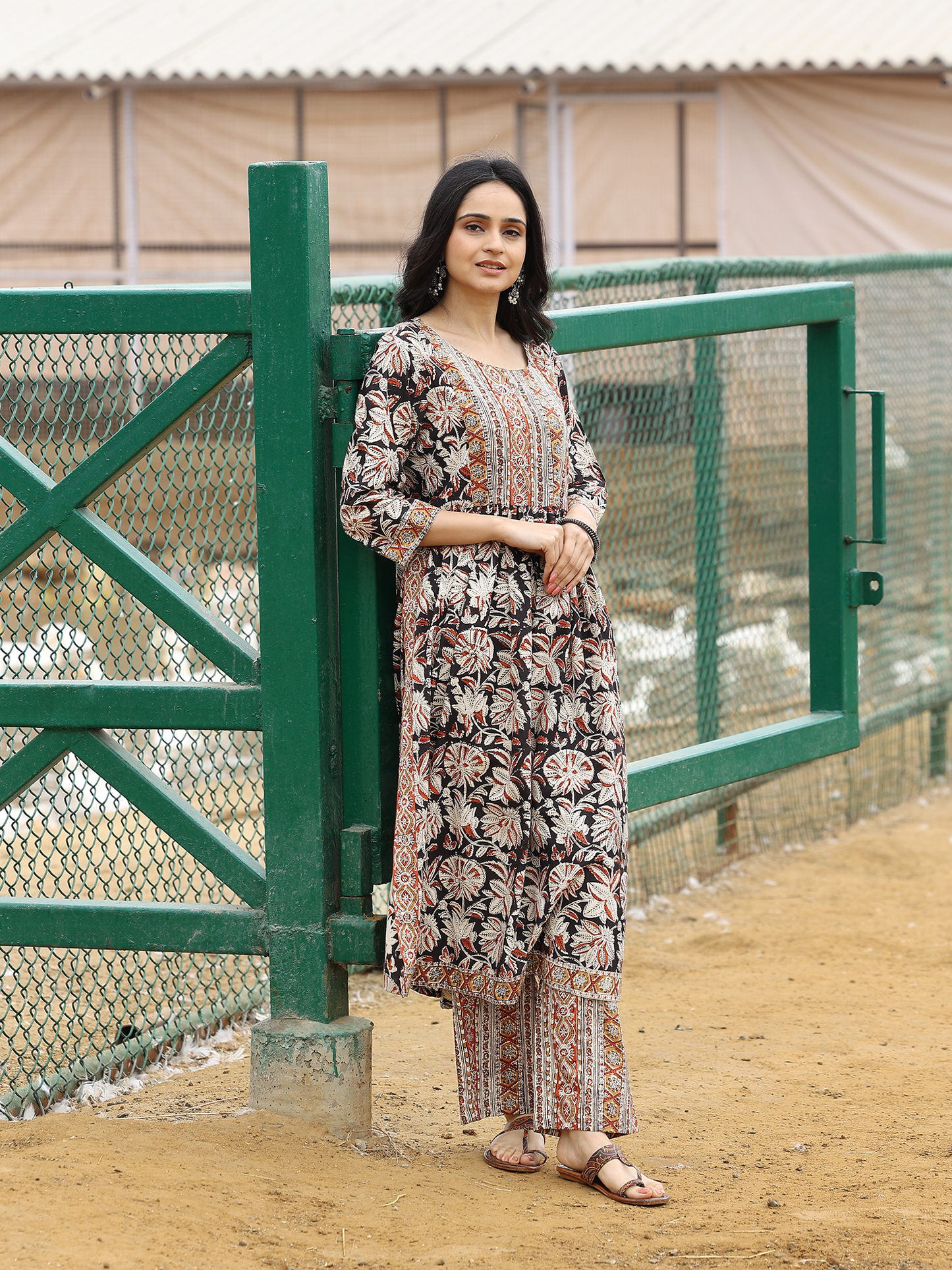 Kalamkari Printed A-Line Kurta Set