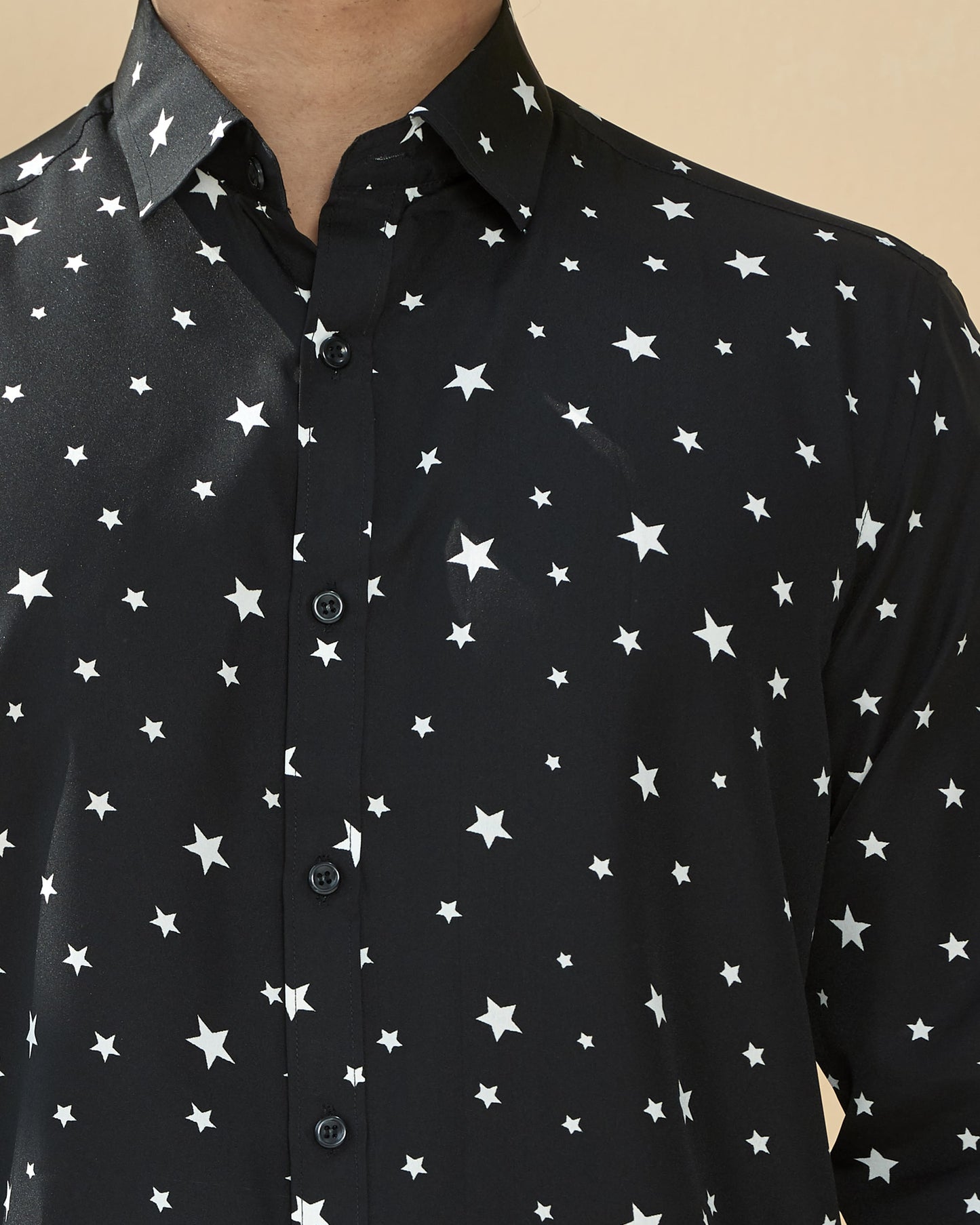 Black Crape Casual Printed Shirt