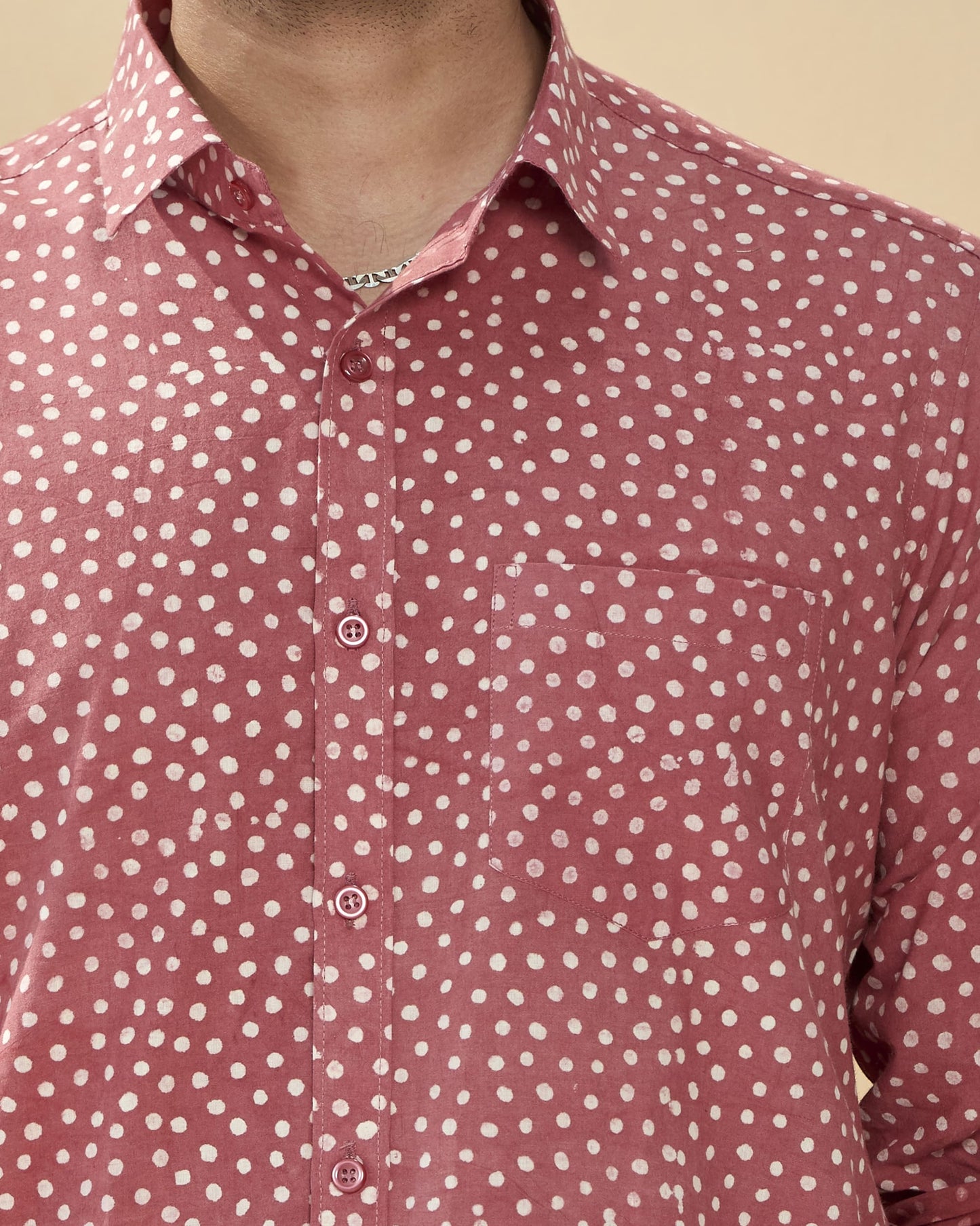 Rosewood Cotton Handblocked Printed Shirt