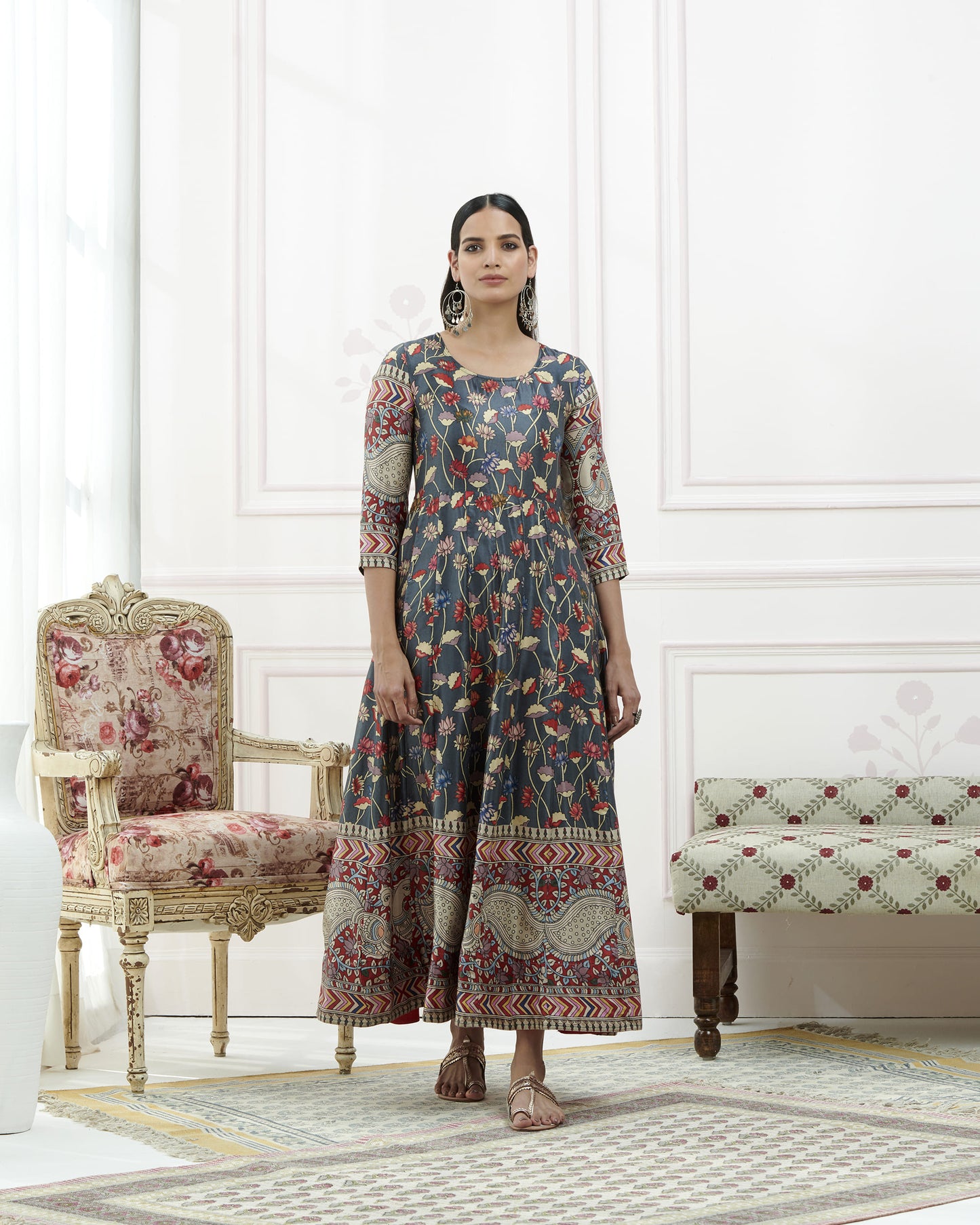 Gaji Satin Printed Anarkali Kurta