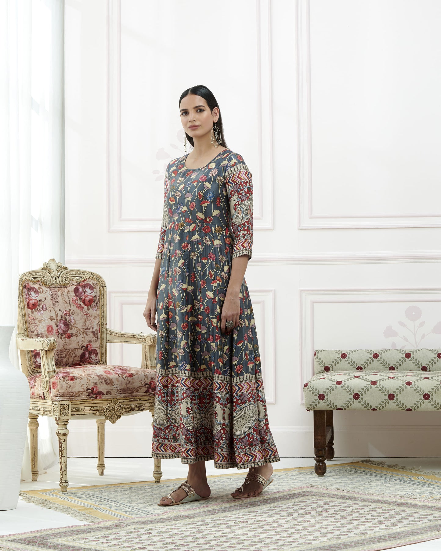 Gaji Satin Printed Anarkali Kurta