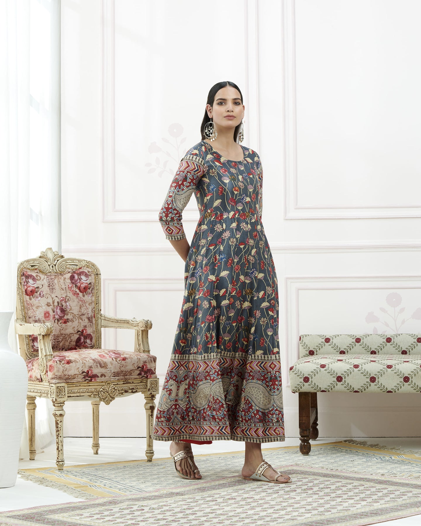 Gaji Satin Printed Anarkali Kurta