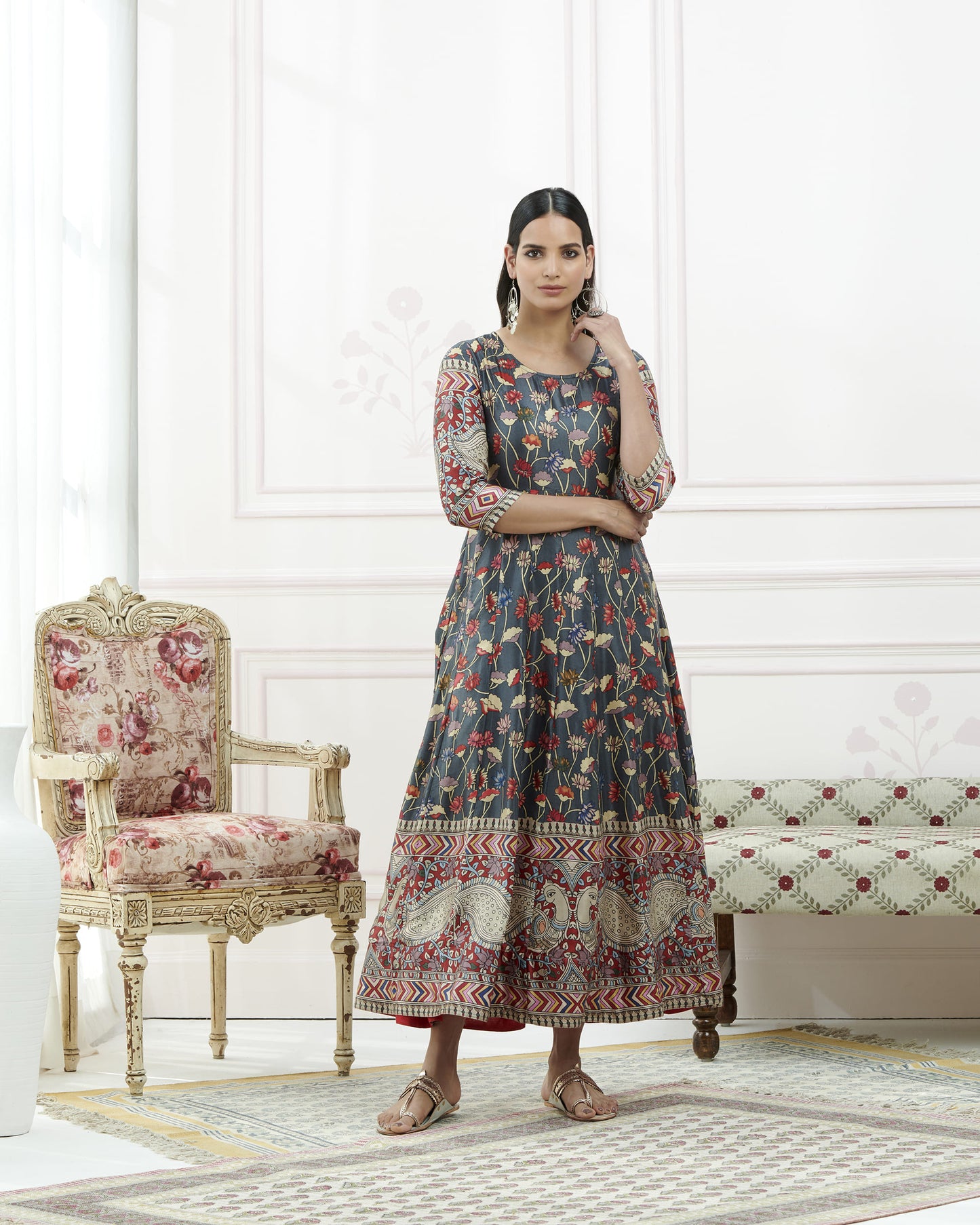 Gaji Satin Printed Anarkali Kurta