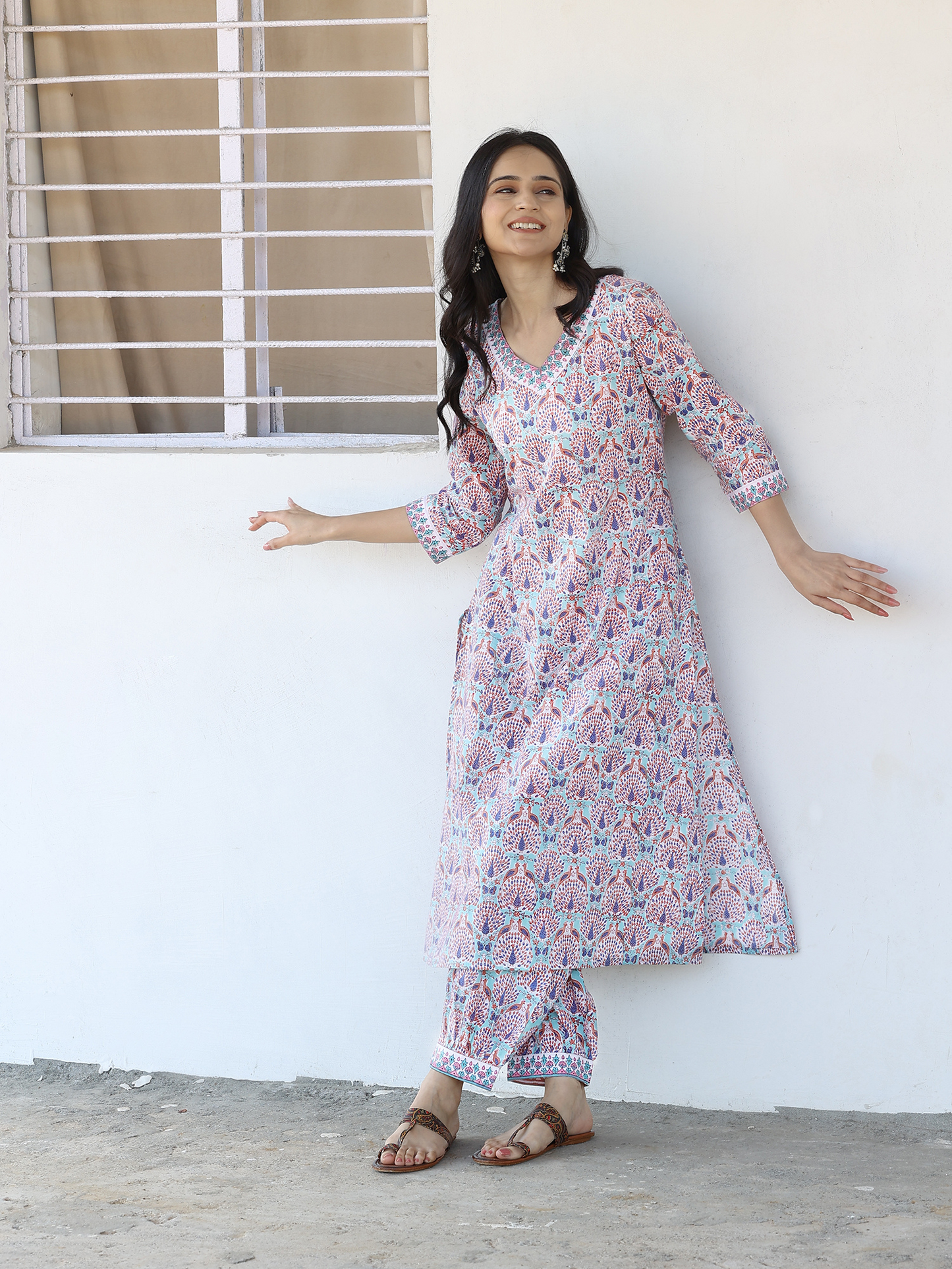 Handblocked Printed Straight Kurta Set