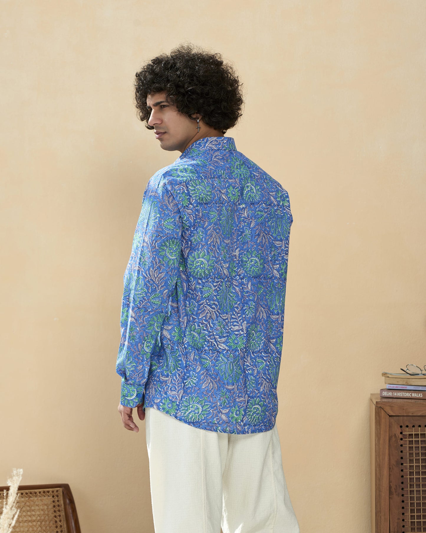 Blue Cotton Handblocked Printed Shirt