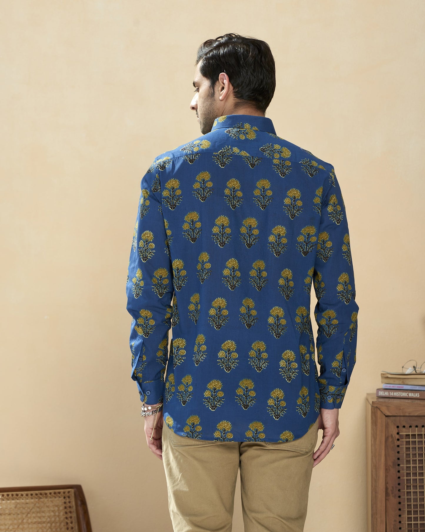 Blue Cotton Handblocked Printed Shirt