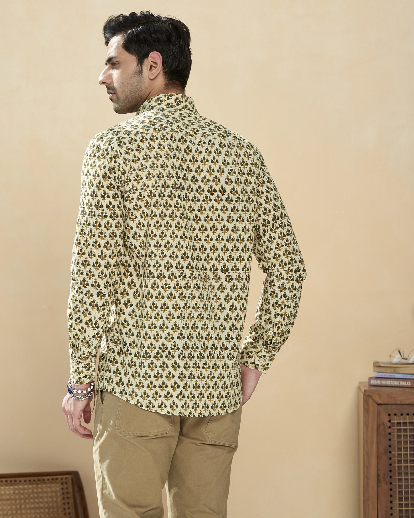 Soft Green Cotton Handblocked Printed Shirt