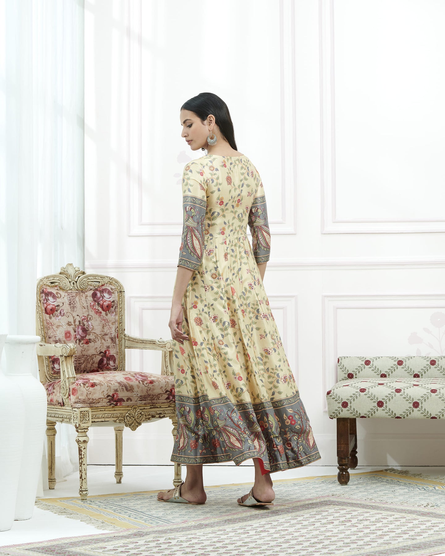 Gaji Silk Floral Printed Anarkali Kurta