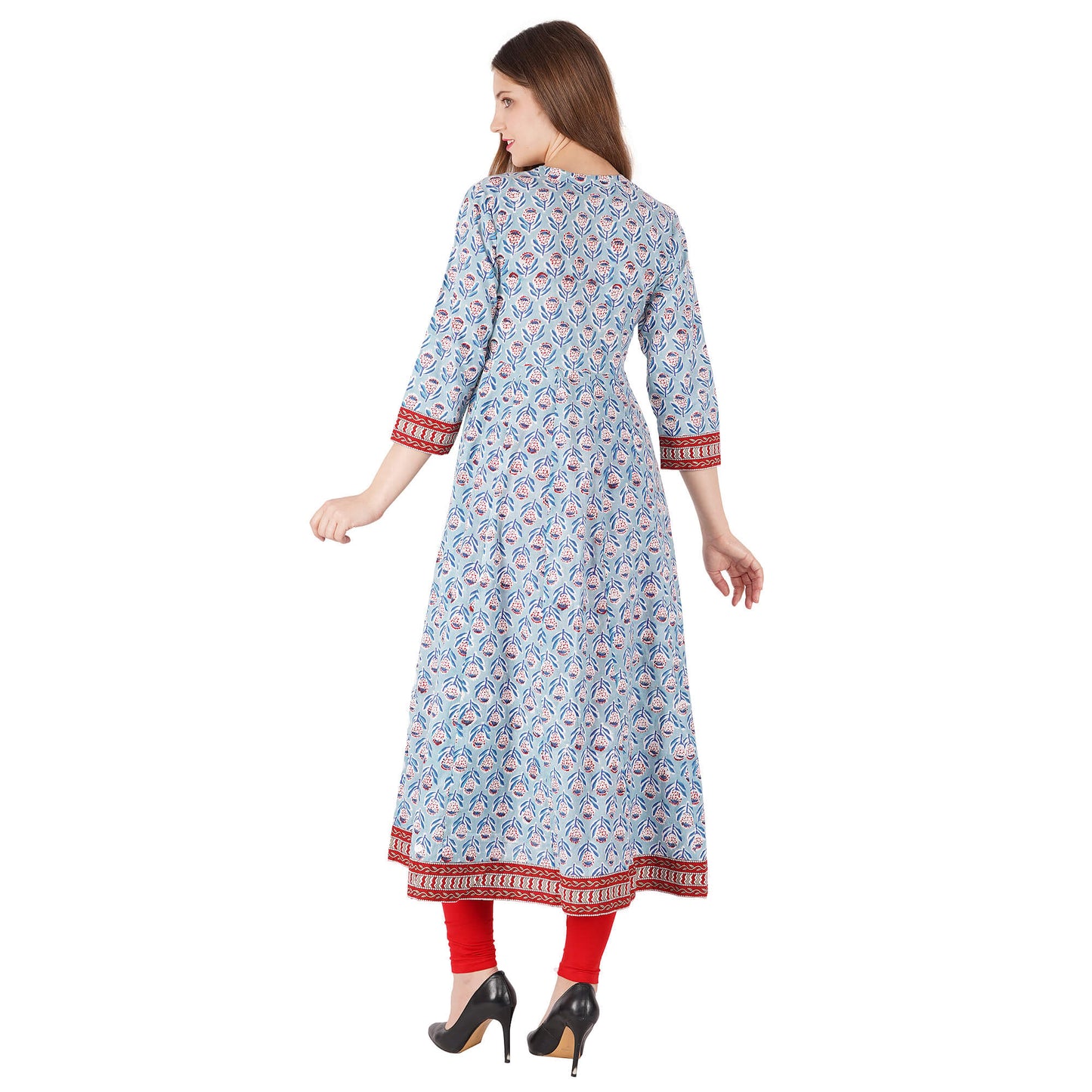 Handblocked Printed Kurta With Hand Emb At Yoke