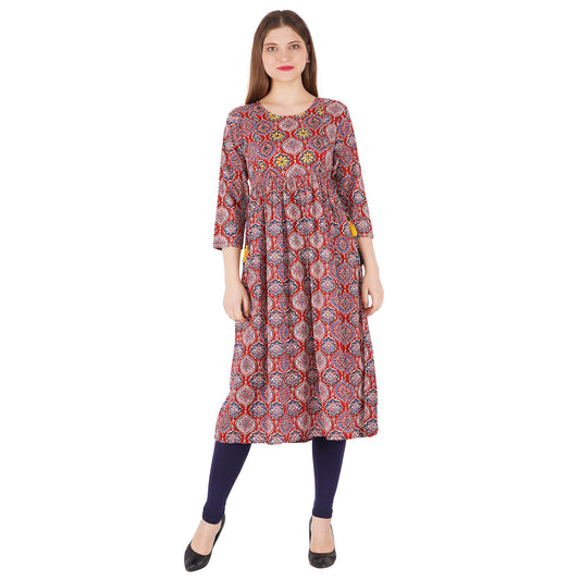 Botti Printed Kurta With Emb At Yoke