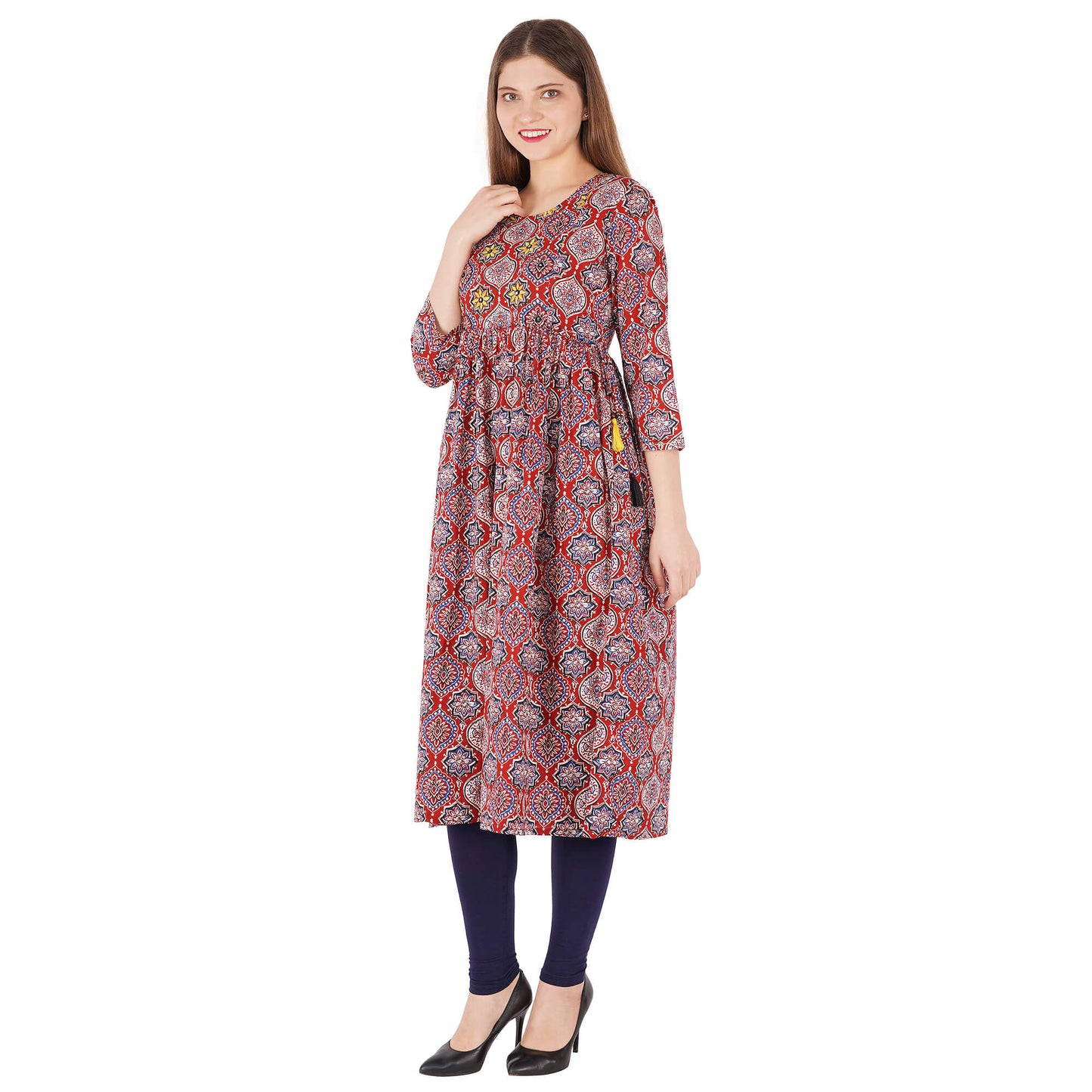 Botti Printed Kurta With Emb At Yoke