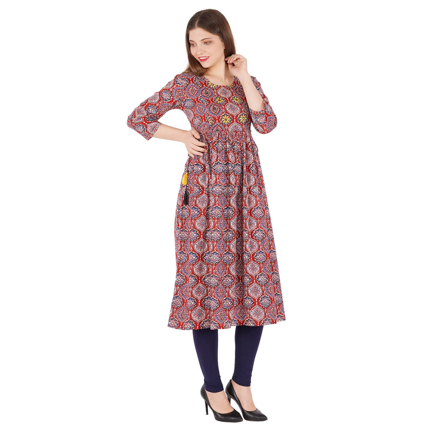 Botti Printed Kurta With Emb At Yoke