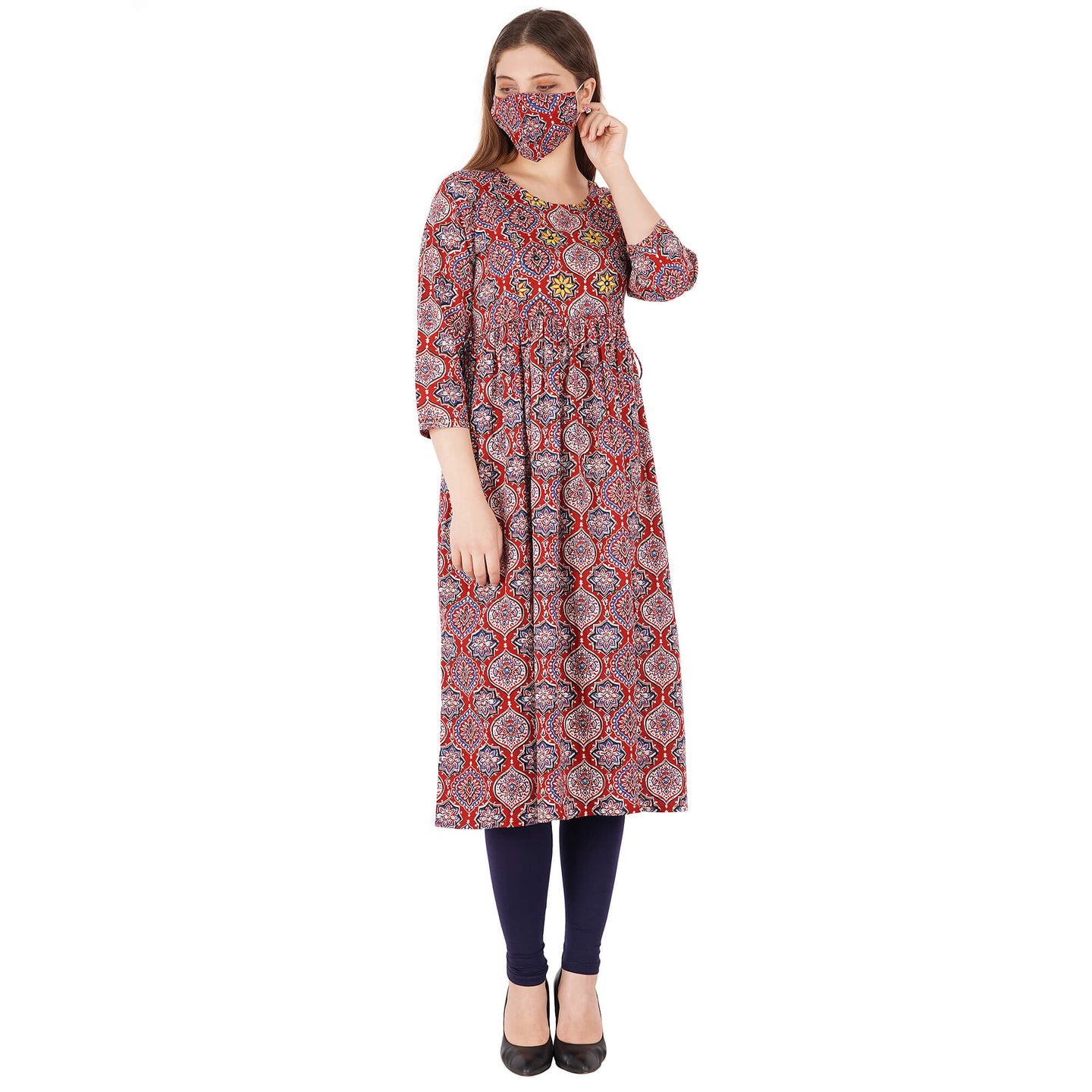 Botti Printed Kurta With Emb At Yoke