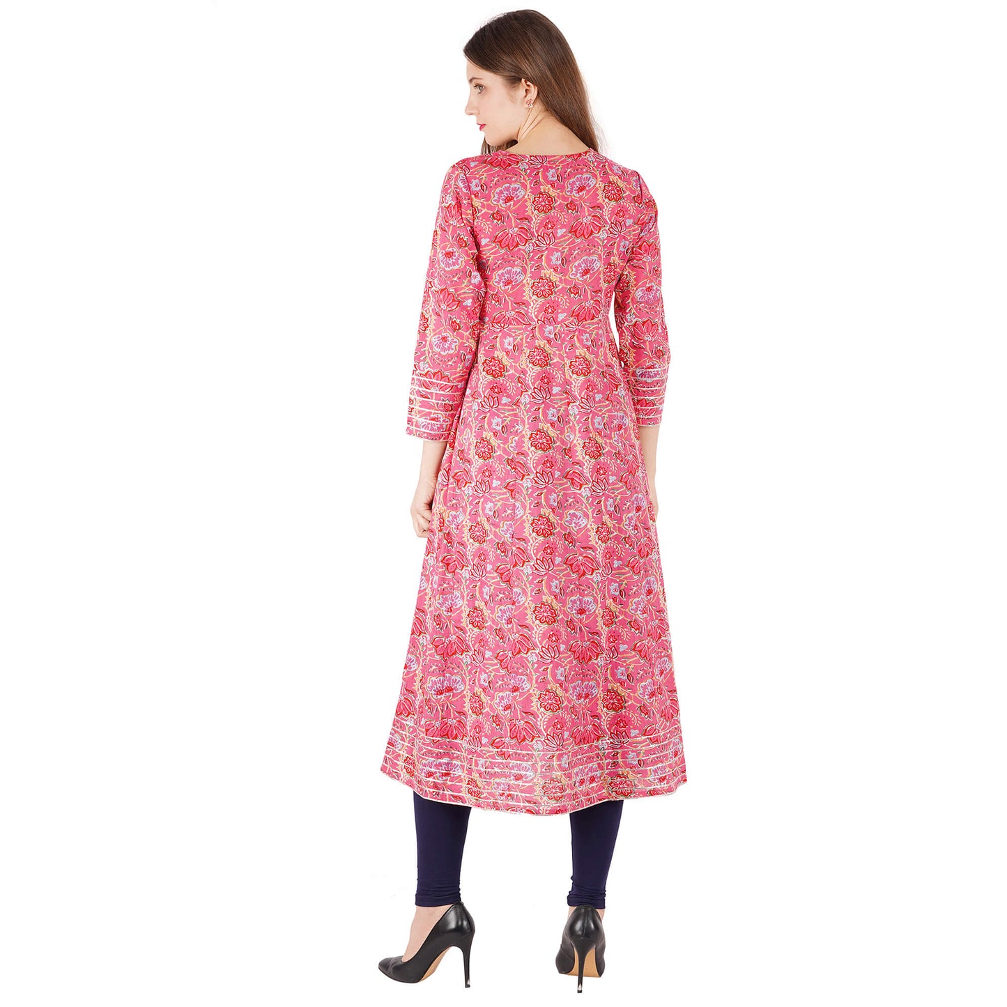 Floral Printed Kurta With Gotta Lace