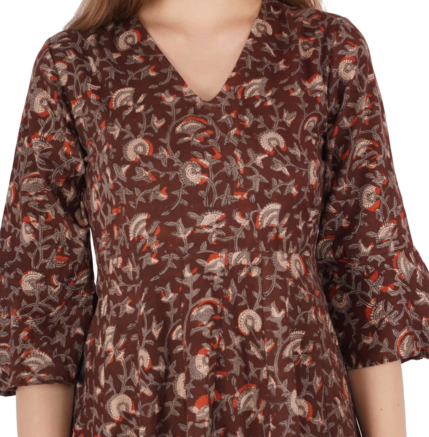 Kalamkaari Printed Kurta With Flared Sleeve