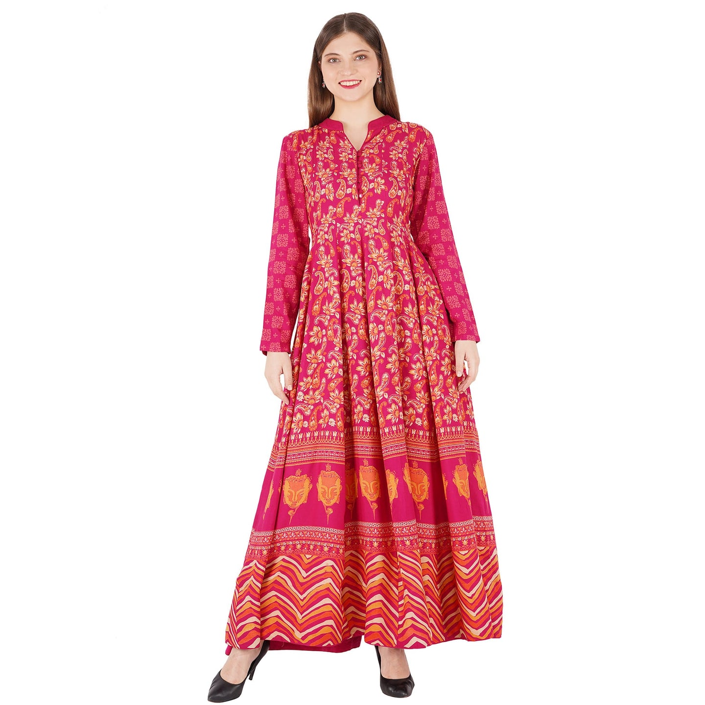 Rayon Printed Anarkali Kurta With Pocket