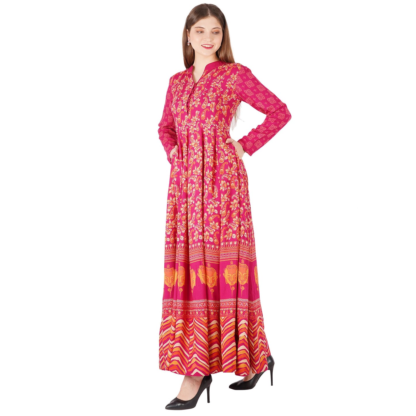 Rayon Printed Anarkali Kurta With Pocket