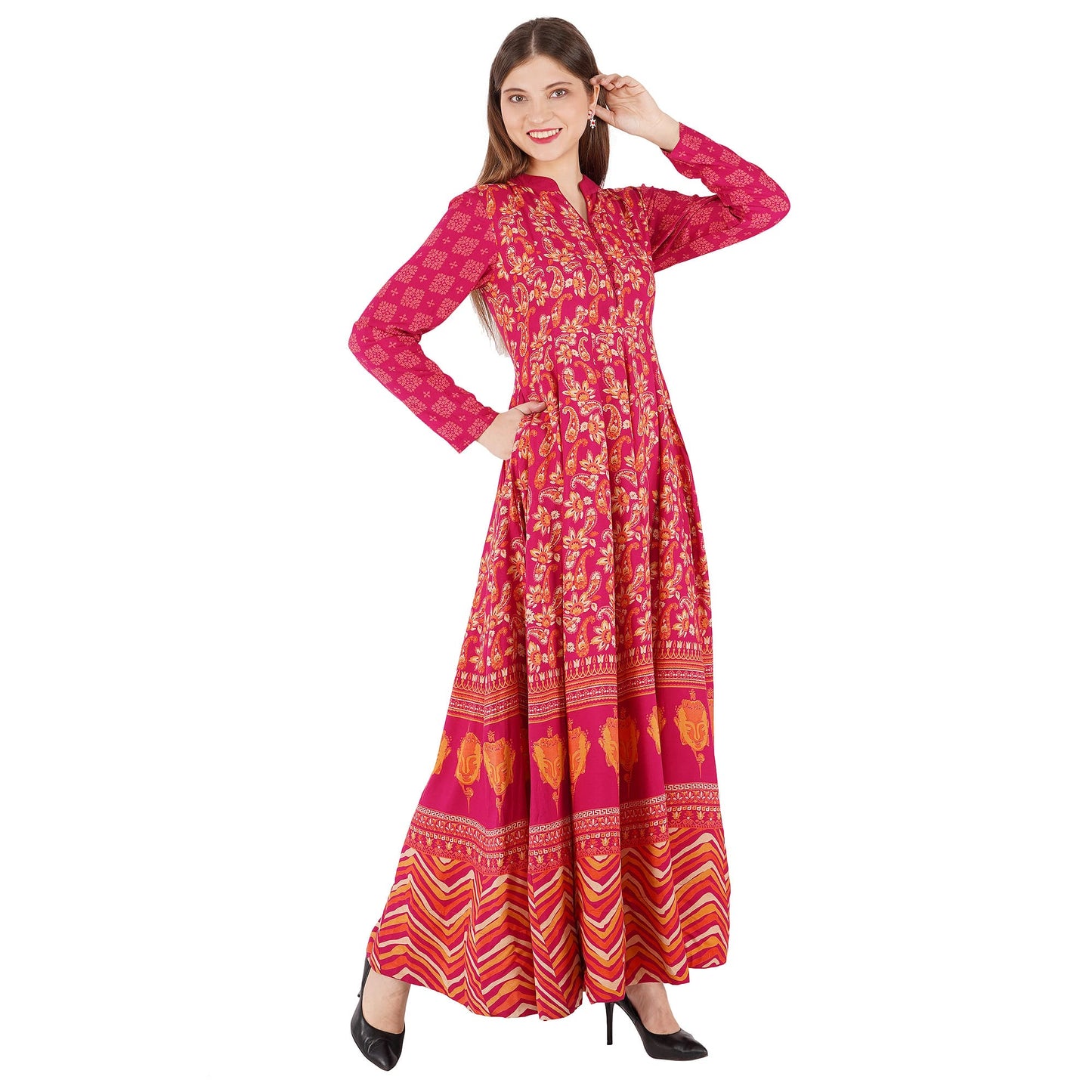 Rayon Printed Anarkali Kurta With Pocket