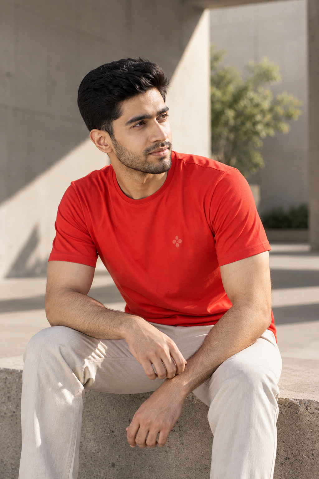 Bio Washed Mens Round Neck T-shirt – Red