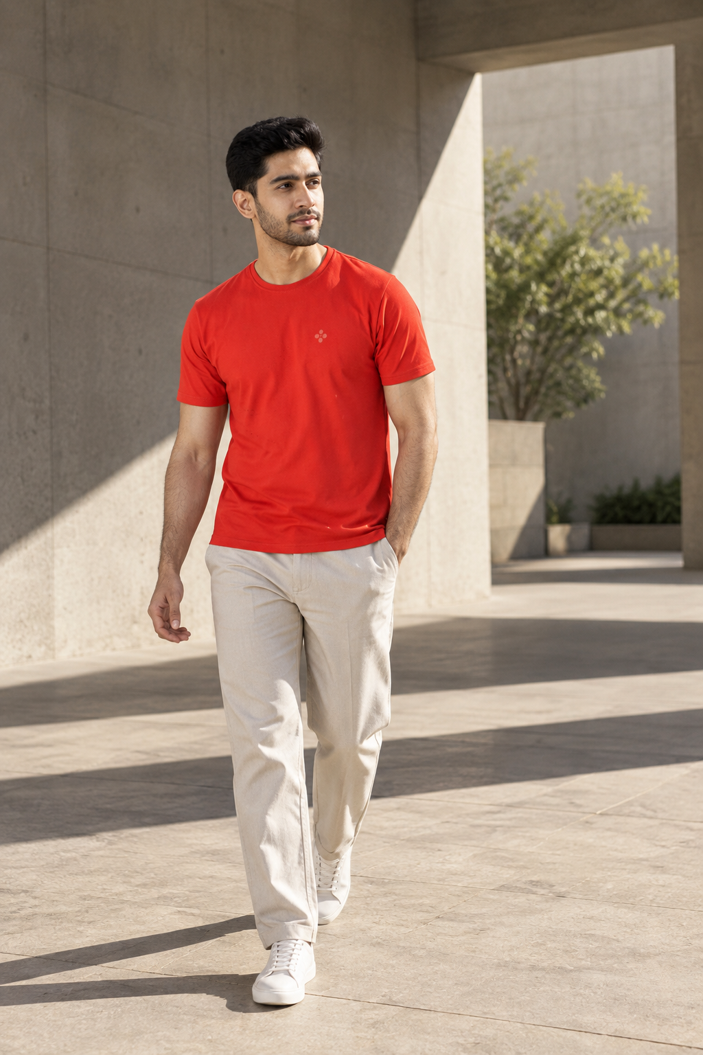 Bio Washed Mens Round Neck T-shirt – Red
