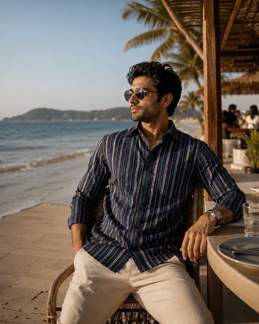 Blue Full Sleeve Cotton Hand Block Printed Men's Shirt