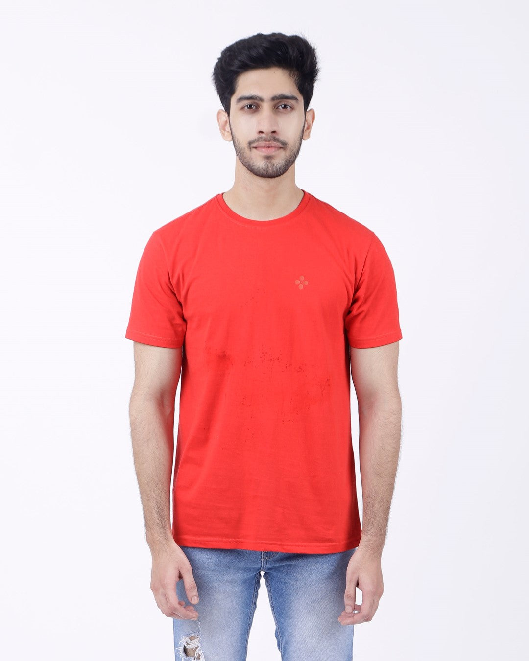 Bio Washed Mens Round Neck T-shirt – Red