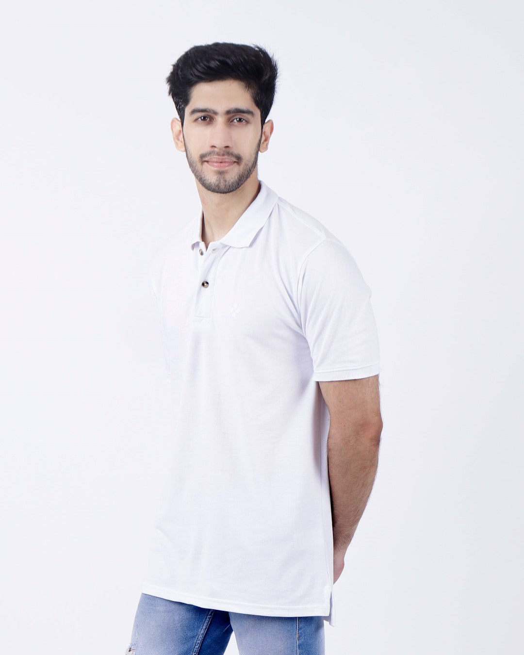 Peach Finish Mens Polo T-shirt – White