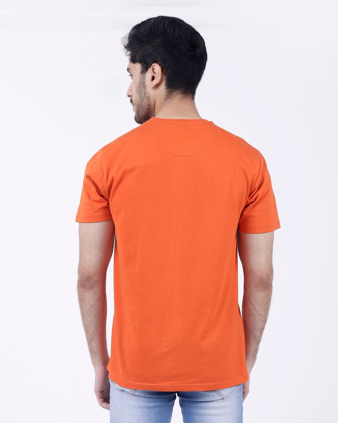 Bio Washed Mens Round Neck T-shirt – Rust