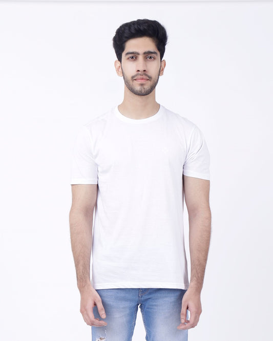 Bio Washed Mens Round Neck T-shirt – White