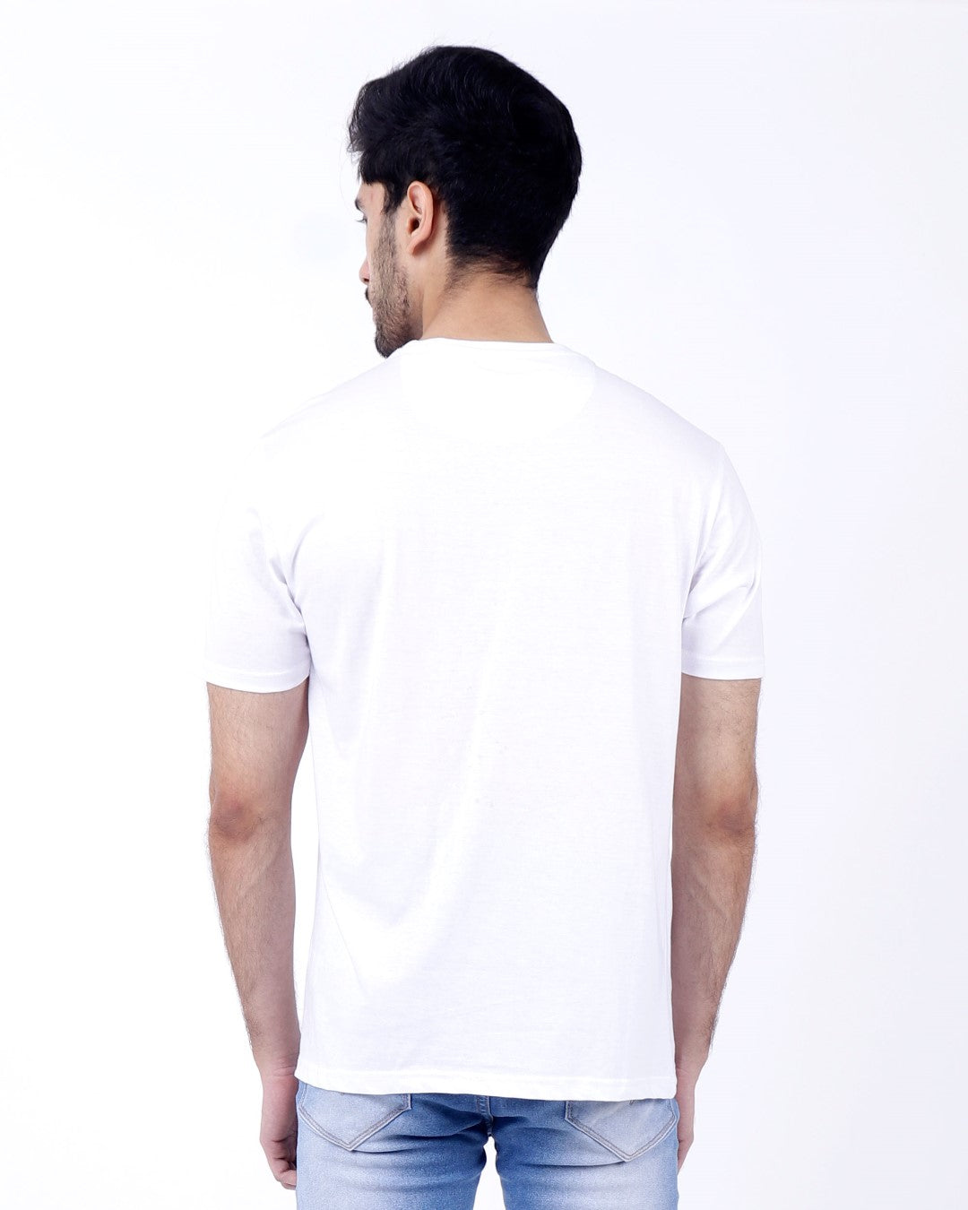 Bio Washed Mens Round Neck T-shirt – White