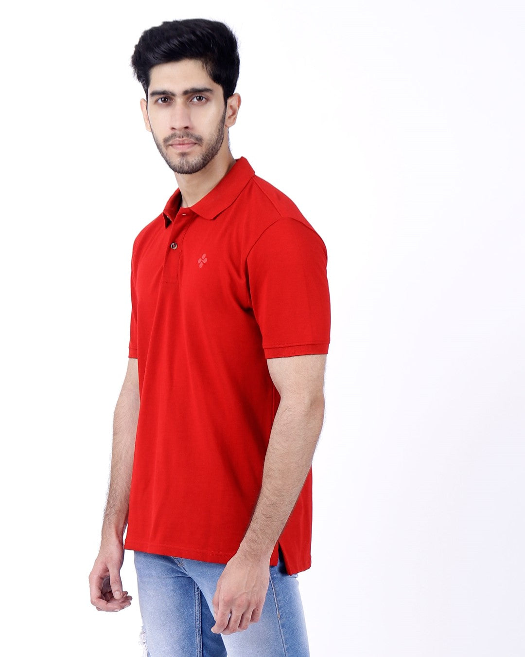 Peach Finish Mens Polo T-shirt – Red