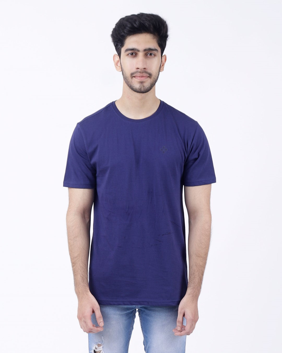 Bio Washed Mens Round Neck T-shirt – Navy